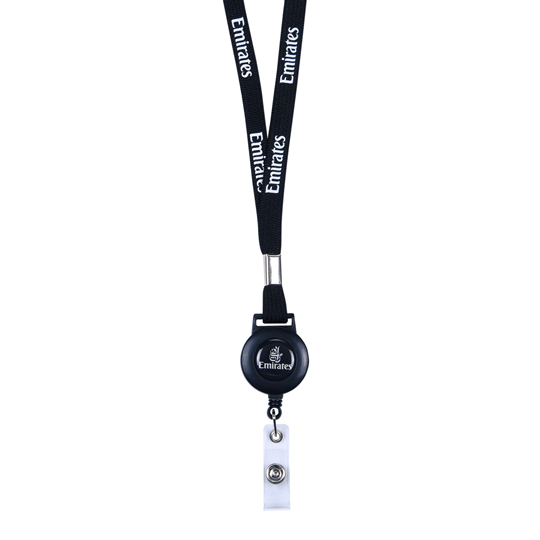 Emirates retractable ID holder lanyard, black | Emirates Official Store