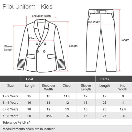 Children's pilot uniform HS Code - 63090000 | Emirates Official Store